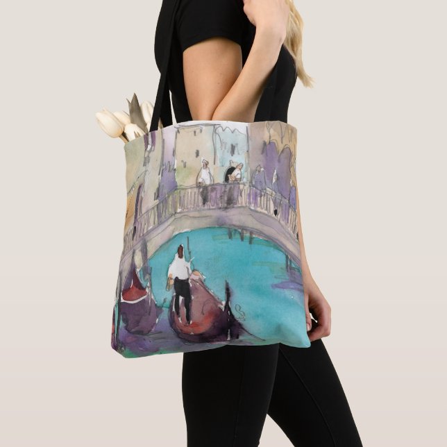 Bolsa Tote Destinos | Watercolor Venice Gondola Ride (Close Up)