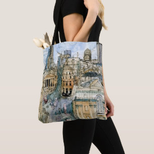 Bolsa Tote Destinos   Watercolor Vintage London Street