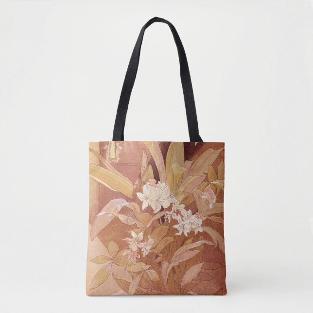 Bolsa Tote Detalhe Floral Alphonse Mucha Art Nouveau (Frente)