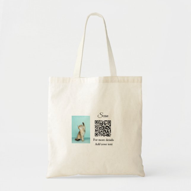 Bolsa Tote Detalhes simples do nome do animal QR código adici (Frente)