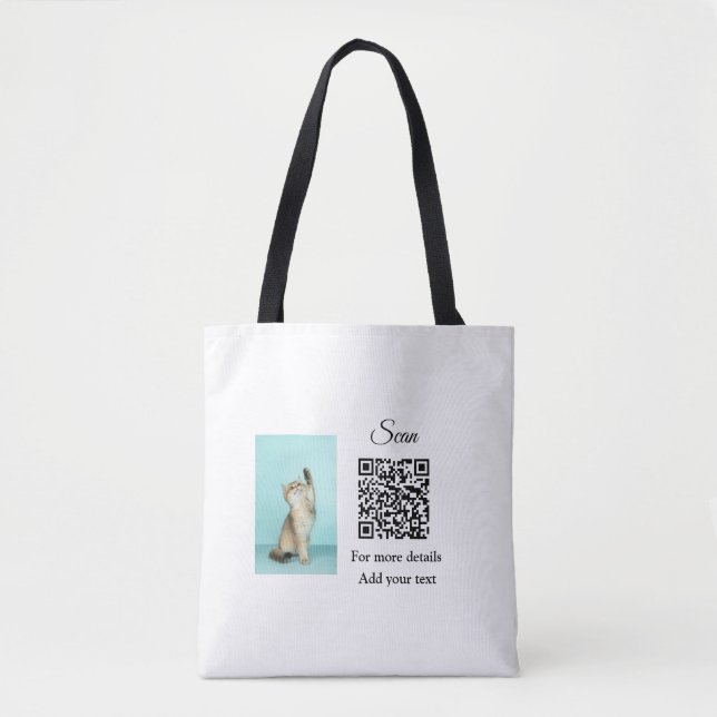 Bolsa Tote Detalhes simples do nome do animal QR código adici (Frente)