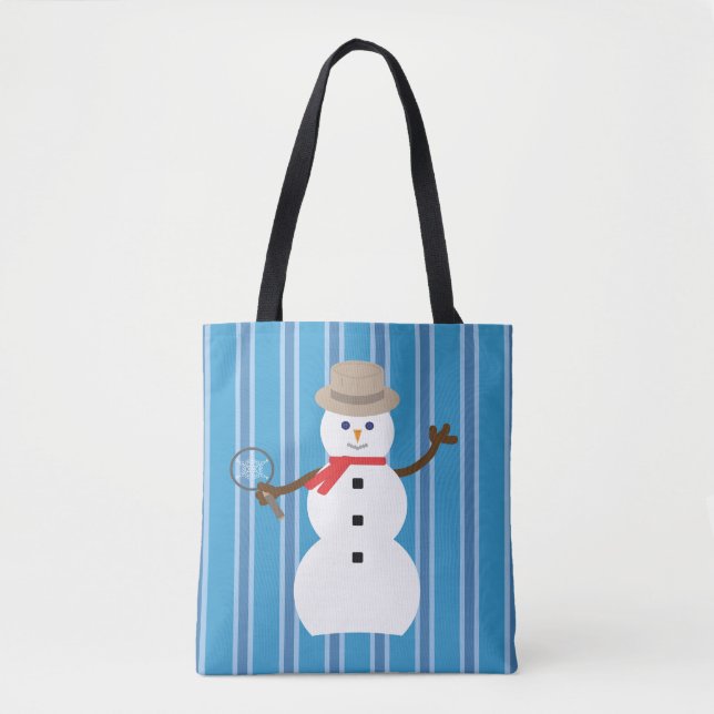 Bolsa Tote Detetive Blue Snowman, divertido e Rico (Frente)