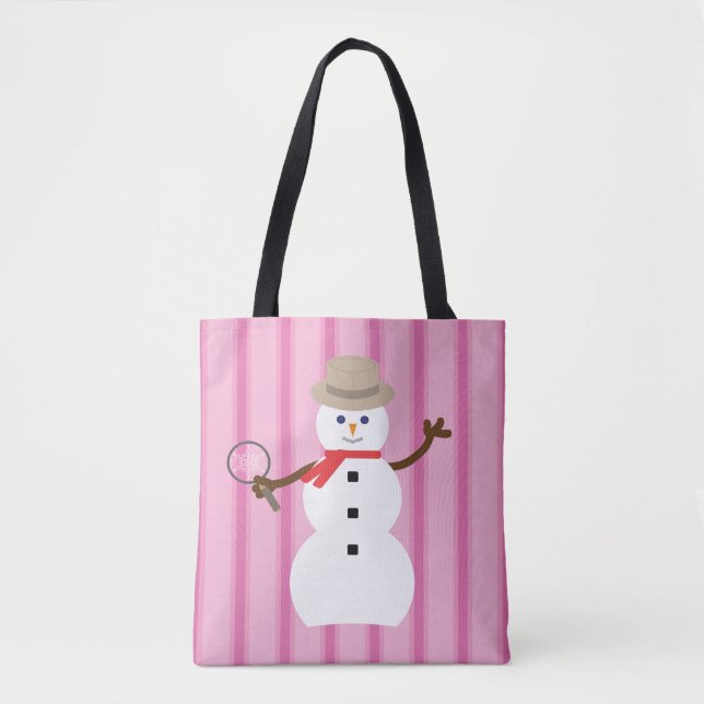 Bolsa Tote Detetive Snowman Rosa Rico e Divertido (Frente)