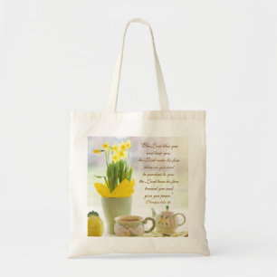 Bolsa Tote Deus Abençoe Você Bíblia Verse Tea Party Daffod