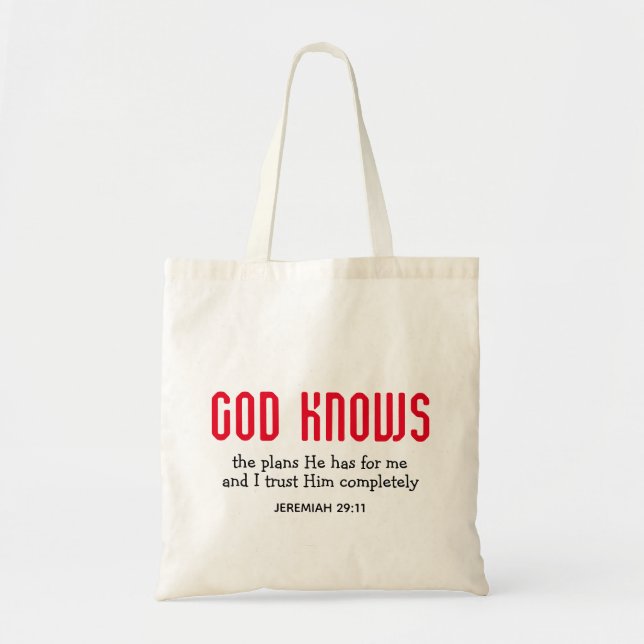 Bolsa Tote DEUS CONHECE Jeremiah 29:11 (Frente)