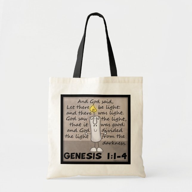 Bolsa Tote Deus Criou Caráter Luz-Gênesis-Velas (Frente)