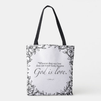 Bolsa Tote Deus é amor, Bíblia, aspas.