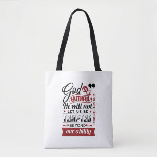 Bolsa Tote Deus É Fiel – 1 Coríntios 10:13 Versículo Bíblico