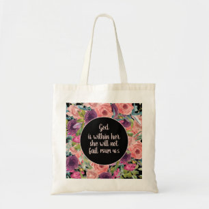 Bolsa Tote Deus Preto Floral, Rosa, Rosa, Rosa, Está Com Ela