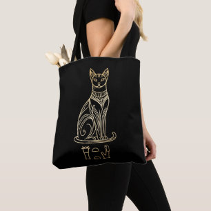 Bolsa Tote Deusa de Gato Egípcia. Nome em hieroglifos
