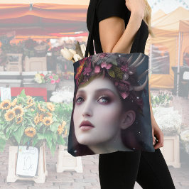 Bolsa Tote Deusa de Winter Fantasy Retrato Floral