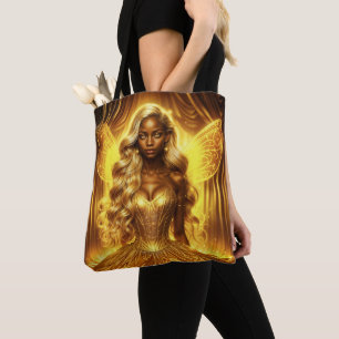 Bolsa Tote Deusa mística da luz com asas de fadas radiantes