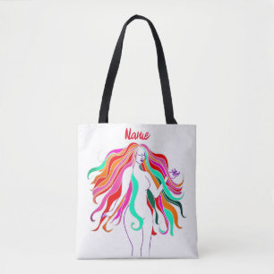 Bolsa Tote Deusa multi-colorida de cabelos longos Thunder_Cov