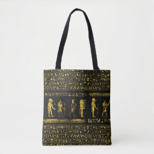 Bolsa Tote Deuses egípcios dourados e hieroglyphics no couro