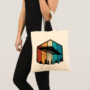 Bolsa Tote Devaneio Galáctico: OVNI Sobrevoa Floresta Retro