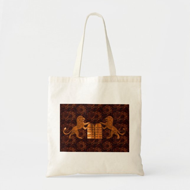 Bolsa Tote Dez Mandamentos e Leões (Frente)