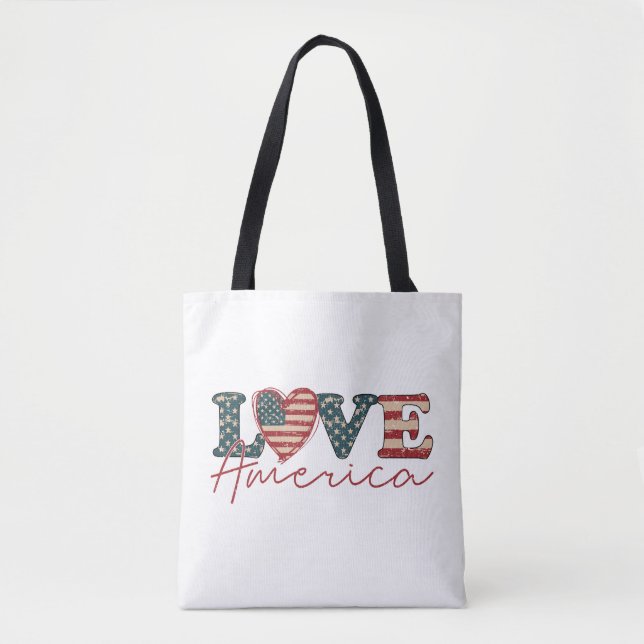 Bolsa Tote Dia da Independência AMOR América (Frente)