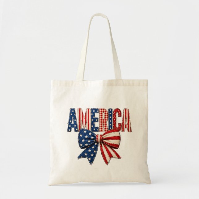 Bolsa Tote Dia da Independência dos EUA Estrelas e Listras Ar (Frente)