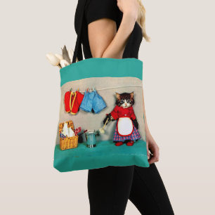 Bolsa Tote dia da lavanderia para o gatinho do gato malhado