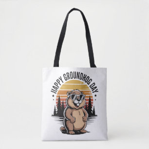 Bolsa Tote Dia da Marmota Legal Marmota Divertido Fevereiro