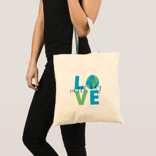 Bolsa Tote Dia da Terra Azul, Amor Verde Declaração Gráfica C