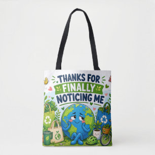 Bolsa Tote Dia da Terra Divertido Gráfico Ecológico