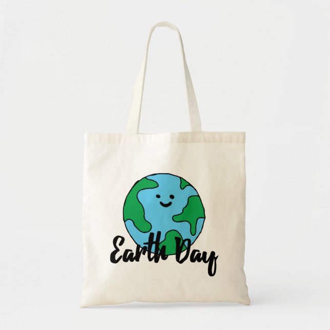 Bolsa Tote Dia da Terra Ícone Ecológico Feliz Terra Clipa (Frente)
