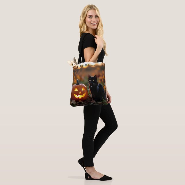 Bolsa Tote Dia das Bruxas. Gato (No(a) Modelo)