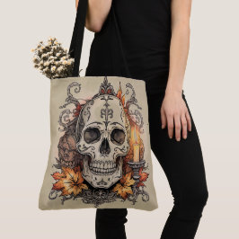 Bolsa Tote Dia das Bruxas, Padrão de Caveira, Calavera à Luz 