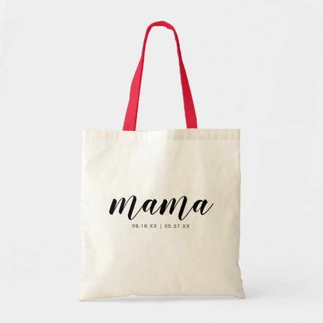 Bolsa Tote Dia das Mães Caligrafia Crianças Data (Frente)