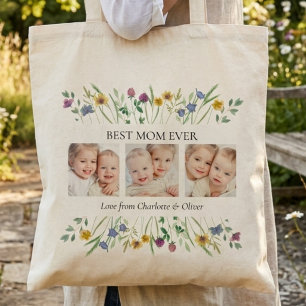 Bolsa Tote Dia das Mães Melhor Mãe do Mundo Floral Foto