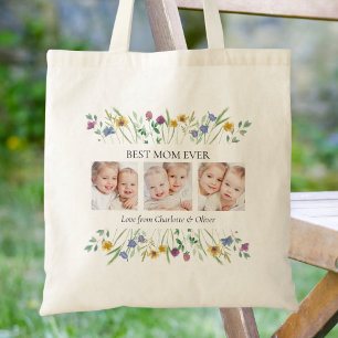 Bolsa Tote Dia das Mães Melhor Mãe do Mundo Floral Foto
