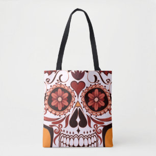 Bolsa Tote Dia das Morte Arte de Açúcar Floral Caveira