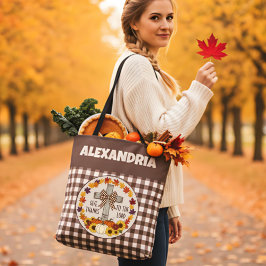 Bolsa Tote Dia de Ação de Graças Dê Graças ao Senhor Xadrez M