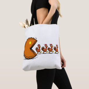 Bolsa Tote Dia de Ação de Graças Divertido Comer Torta de Per
