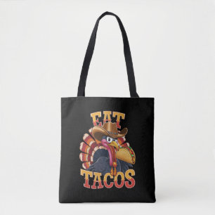 Bolsa Tote Dia de Ação de Graças Peru Comer Tacos  Engraçado 