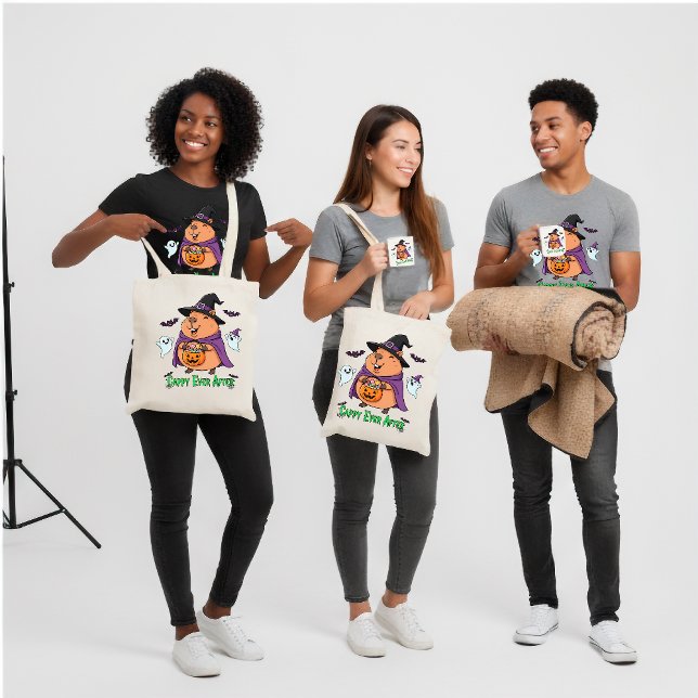 Bolsa Tote Dia de as Bruxas engraçado Capybara "Cappy Ever Af (Criador carregado)