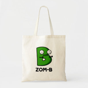 Bolsa Tote Dia de as Bruxas engraçado Zombie-b, alfabeto B
