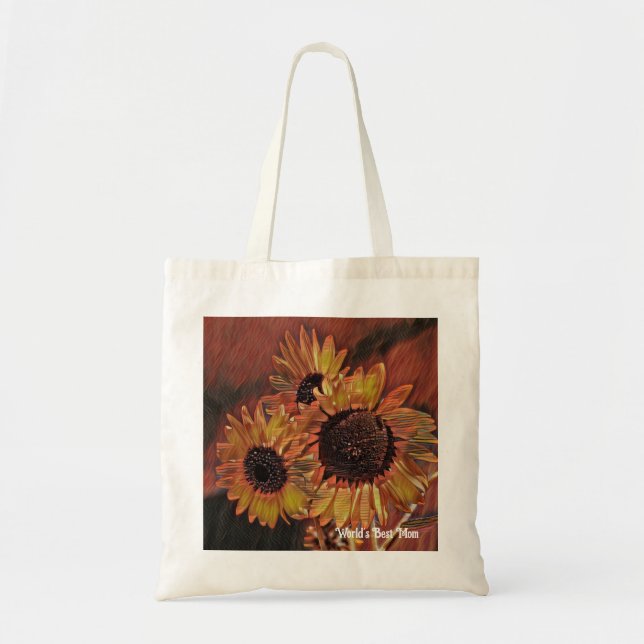 Bolsa Tote Dia de as mães de Arte de Girassol Laranja Moderno (Frente)