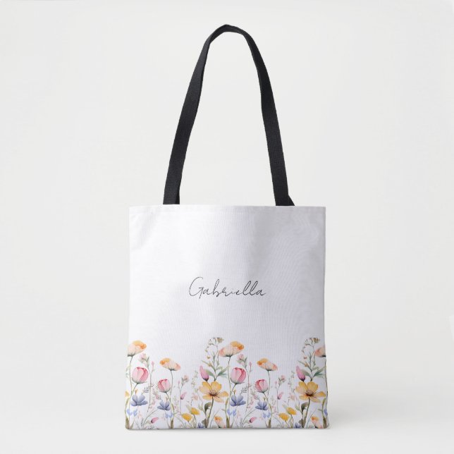 Bolsa Tote Dia de as mães de flor selvagem do Prado (Frente)