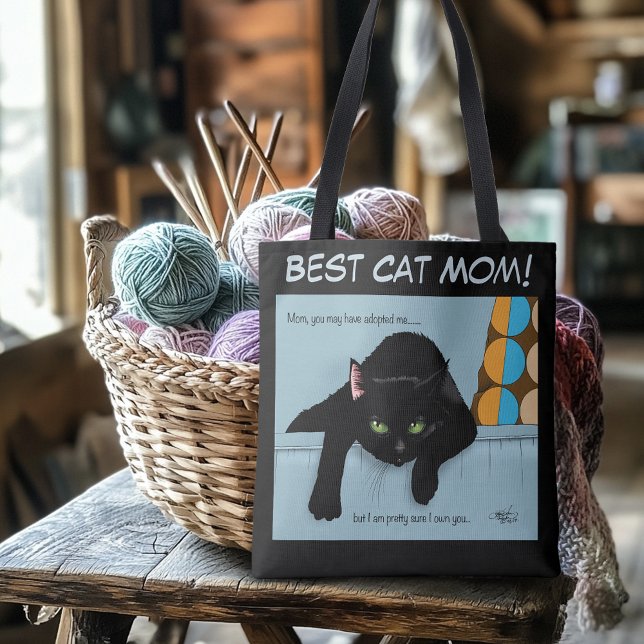 Bolsa Tote Dia de as mães de Gato Negro (Criador carregado)