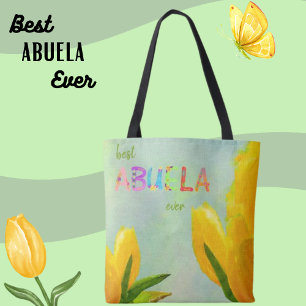Bolsa Tote Dia de as mães Feliz Abuela - Tulipas Amarelas