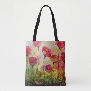 Bolsa Tote Dia de as mães Personalizado de Cor de Água Poppy