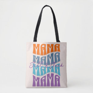 Bolsa Tote Dia de as mães Tipografia Colorida Nome das Crianç