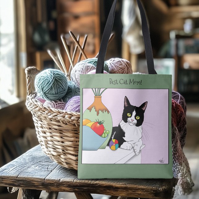 Bolsa Tote Dia de as mães Tuxedo Cat (Criador carregado)