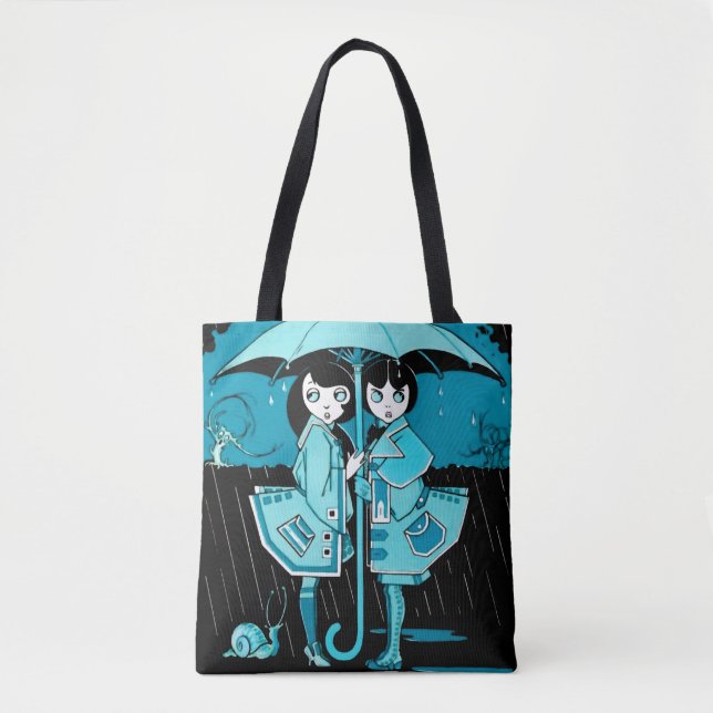Bolsa Tote Dia de chuva em azul (Frente)