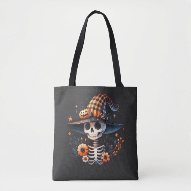 Bolsa Tote dia de halloween do skeletskull (Frente)
