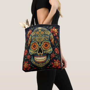 Bolsa Tote Dia de los Muertos - Crânio Decorativo Bag