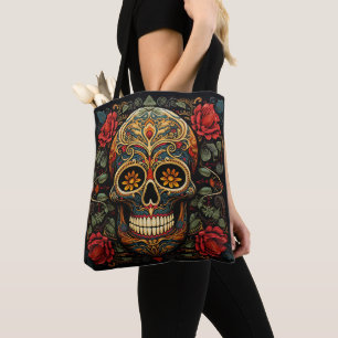 Bolsa Tote Dia de los Muertos - Crânio Decorativo Bag
