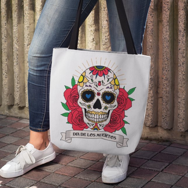Bolsa Tote Dia de Los Muertos - Crânio Floral (Criador carregado)
